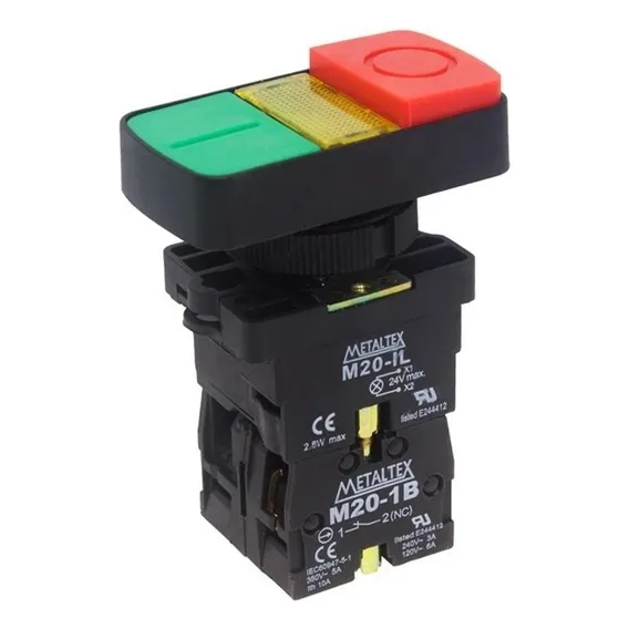 Botão Duplo 1na+1nf Iluminado 24v - P20idl-y7-1c - Metaltex Foto 1