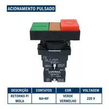 Botão Duplo Iluminado 1na+1nf 22mm Lk-ew8465 Lukma Foto mini 2