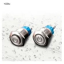 Botão Liga/desliga Led 12v Metal Inox 16mm/19mm Com Trava Cor 16mm Azul Foto mini 2