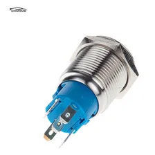 Botão Liga/desliga Led 12v Metal Inox 16mm/19mm Com Trava Cor 16mm Azul Foto mini 4
