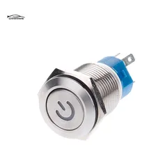 Botão Liga/desliga Led 12v Metal Inox 16mm/19mm Com Trava Cor 16mm Azul Foto mini 3