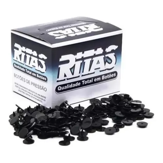 Botão pressão tic tac 12mm preto Ritas caixa com 200 unidades Foto 1