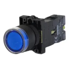 Botão Pulsador Iluminado Na 220v Azul Soprano Foto mini 1