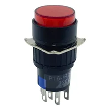 Botão Pulsador Iluminado P16-ir2-r2 Vermelho - 2rev Metaltex 220v Foto mini 2