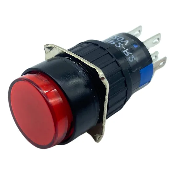 Botão Pulsador Iluminado P16-ir2-r2 Vermelho - 2rev Metaltex 220v Foto 1