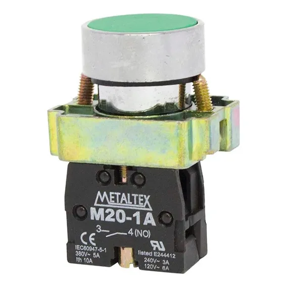 Botão Pulsador Verde 1na M20bfr-g-1a Metaltex Foto 1