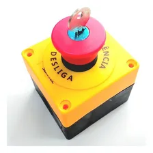 Botoeira Plástica Amarela C/ Botão Emergência Chave 2nf Foto  mini 1