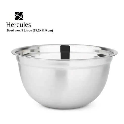 Bowl Tigela Cozinha 23,5x11,9cm 3,5l Hercules Um63-024 Inox Foto 1