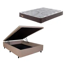 Box Baú Casal Bege 138x188 + Colchão Casal Adorabile Ecoflex Foto mini 1