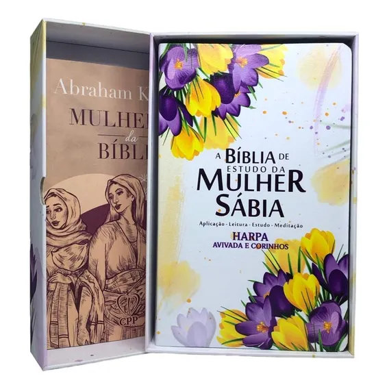 Box BĂblia de Estudo da Mulher Sábia e Livro Mulheres Da BĂlbia Buque Tulipas Editora CPP Foto 1