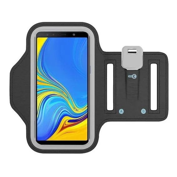 Braçadeira Armband Sport Para Galaxy A7 2018 Cor Preto Liso Foto 1