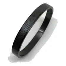 Bracelete Aço Pai Nosso Pulseira Masculina Stell 316l Preto Foto mini 1