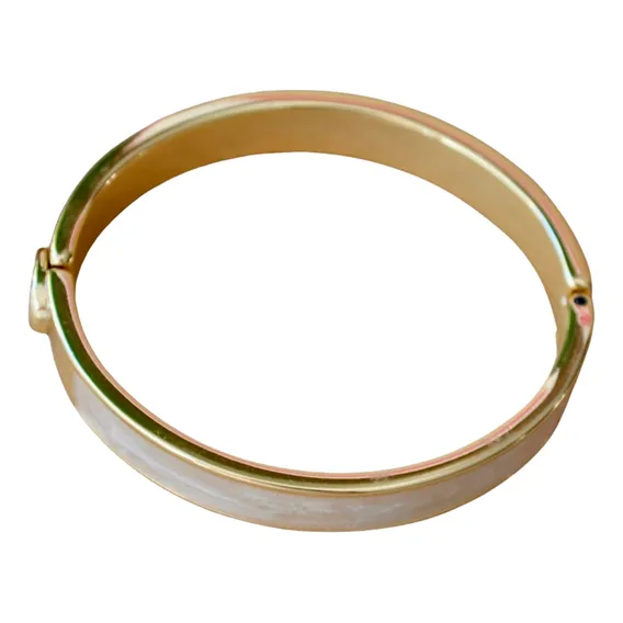 Bracelete Banhado Ouro 18k Detalhe Esmaltado Madre Pérola Foto 1
