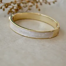 Bracelete Banhado Ouro 18k Detalhe Esmaltado Madre Pérola Foto mini 2