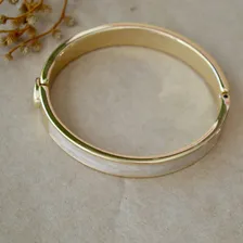 Bracelete Banhado Ouro 18k Detalhe Esmaltado Madre Pérola Foto mini 4