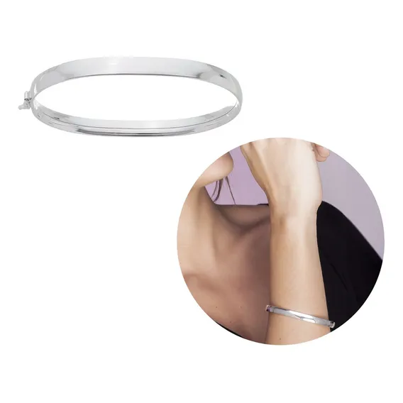Bracelete Feminino Prata 925 Pulseira Aro Grosso Foto 1