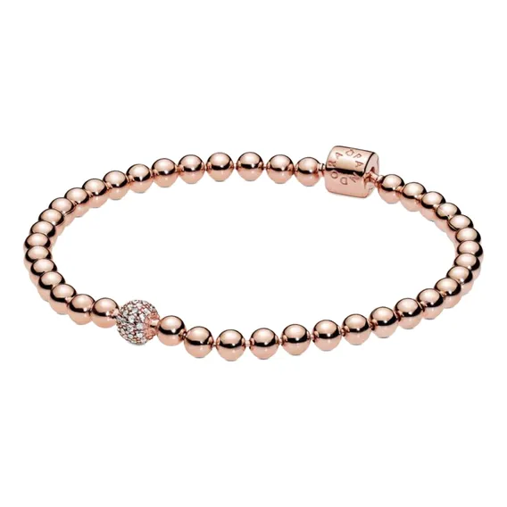 Bracelete Pandora Esfera Brilhante Em Ouro Rosé Pandora Comprimento 21 Cm Foto 1