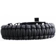 Bracelete Paracord Com Pederneira, Bússola Apito Cor Preto Foto mini 3