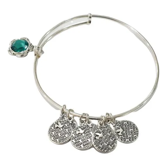 Bracelete Prata Fio Com 7 Dons E Chaton Foto 1