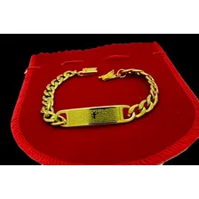 Bracelete Pulseira 10mm Gravado Pai Nosso Banhada A Ouro 18k Foto mini 4