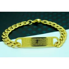 Bracelete Pulseira 10mm Gravado Pai Nosso Banhada A Ouro 18k Foto mini 3