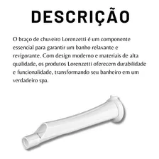 Braço Cano Chuveiro 30cm 1/2 Lorenzetti Esconde-fios Branco Foto mini  3