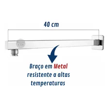 Braço Chuveiro Inox Para Ducha Quadrada Inox Cromado Foto mini  2