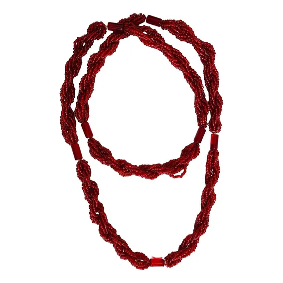 Brajá Guia Fio 7 Fios Trançado Vermelho Iansã Ogum Umbanda Cor Vermelho-cristal Foto 1