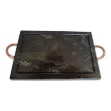 Bras Art Retangular Fondue De Pedra Kit Chapa Com Fogareiro 37x25 Surper Grande Foto mini  2
