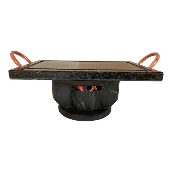 Bras Art Retangular Fondue De Pedra Kit Chapa Com Fogareiro 37x25 Surper Grande Foto 1