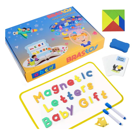 Brastoy Magnéticas Letras Alfabeto Números E Tangrams Educativo Foto 1