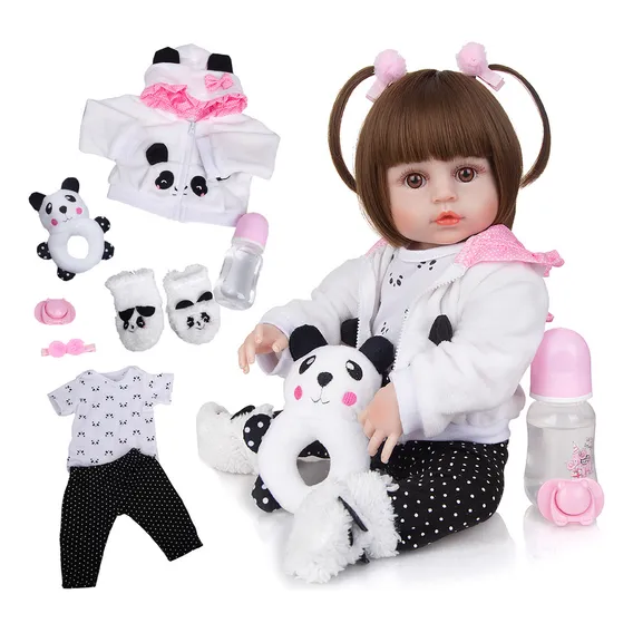 Brastoy Menina BebĂȘ Reborn Boneca Reborn Toda Em Silicone 48cm Foto 1