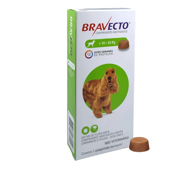 Bravecto 500mg 10 A 20kg Antipulgas Carrapatos Cães - 3un Foto 1