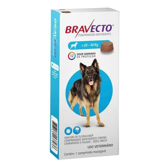 Bravecto Antipulgas E Carrapatos Comprimido Cães 20 A 40kg Foto 1
