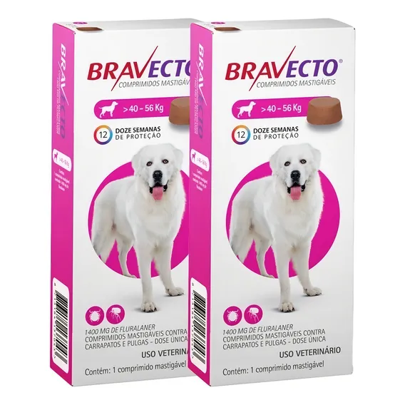 Bravecto Combo 2 Unid 1400mg Comprimido Cães De 40 A 56 Foto 1