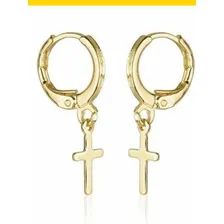 Brinco 1 Par Masculino Feminino Cruz Banhado A Ouro 18k Cor Dourado Foto mini 4