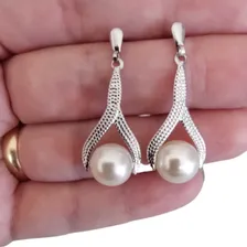 Brinco Aço Cirúrgico Feminino Com Perola Antialérgico Joias Cor PRATA/AÇO Foto mini 2