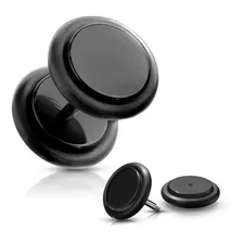 Brinco Alargador Falso 10 Mm Aço Cirurgico 316l Emborrachado Cor Preto Foto mini 1