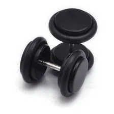 Brinco Alargador Falso 10 Mm Aço Cirurgico 316l Emborrachado Cor Preto Foto mini 2