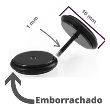 Brinco Alargador Falso 10 Mm Aço Cirurgico 316l Emborrachado Cor Preto Foto mini 4