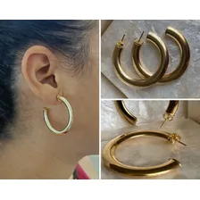 Brinco Argola Chapada Semi Joia Banhado Ouro Antialergico Foto mini  2