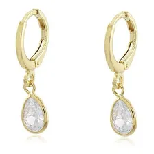 Brinco Argola Com Pedra De Zircônia Pendurada Banhado Ouro18 Foto  mini 1