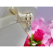 Brinco Argola Com Pedra De Zircônia Pendurada Banhado Ouro18 Foto mini  3