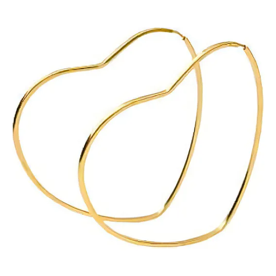 Brinco Argola Coração Médio Em Ouro 18k Foto 1