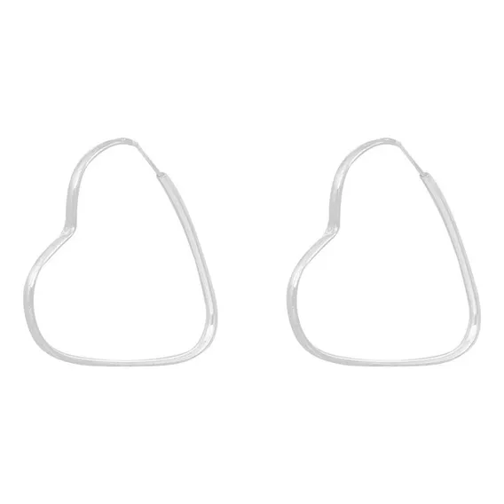 Brinco Argola Coração Pequeno Feminino 3cm Em Prata 925 Foto 1