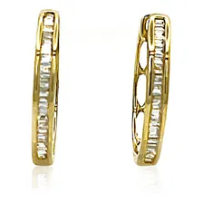 Brinco Argola Diamantes Baquetes Em Ouro 18k Foto mini 1