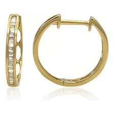 Brinco Argola Diamantes Baquetes Em Ouro 18k Foto mini 2