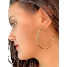 Brinco Argola Feminina Antialérgico Folheado Ouro + Foto mini  3