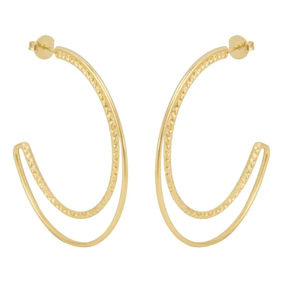 Brinco Argola Feminina Antialérgico Folheado Ouro + Foto 1