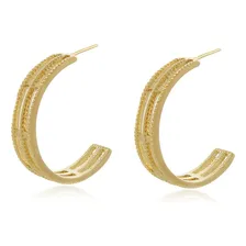 Brinco Argola Grande Vasada Semi Joia Banhada Ouro 18k Foto  mini 1